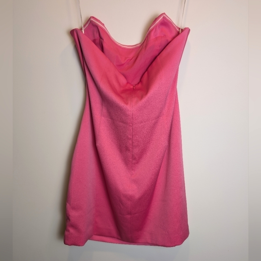 Elliatt Emani Satin Hot Pink Strapless Mini Party Dress Size Large - Picture 4 of 10